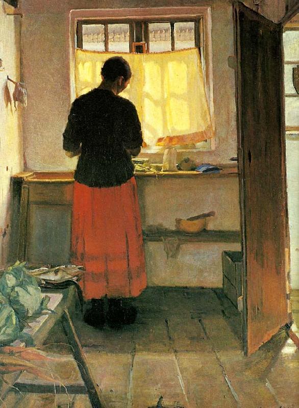 Anna Ancher pigen i kokkenet Norge oil painting art